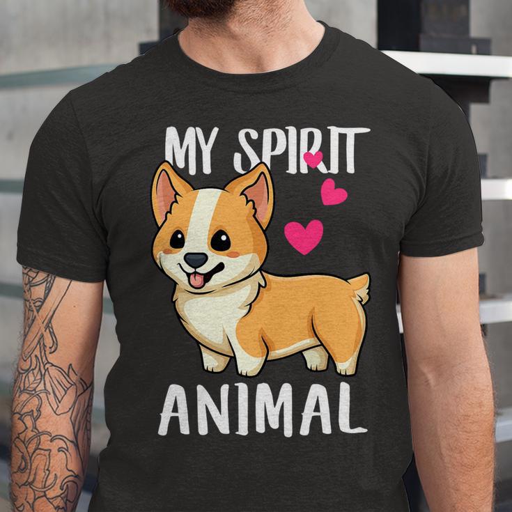 My Spirit Animal Corgi Dog Love-R Dad Mom Boy Girl Funny Unisex Jersey Short Sleeve Crewneck Tshirt