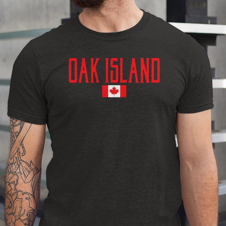 Oak Island Canada Flag Vintage Red Text Jersey T-Shirt