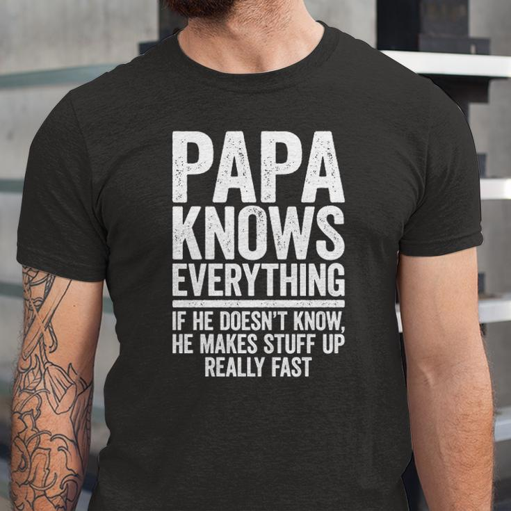 Papa Knows Everything If He Doesnt Know He Makes Stuff Up Jersey T-Shirt