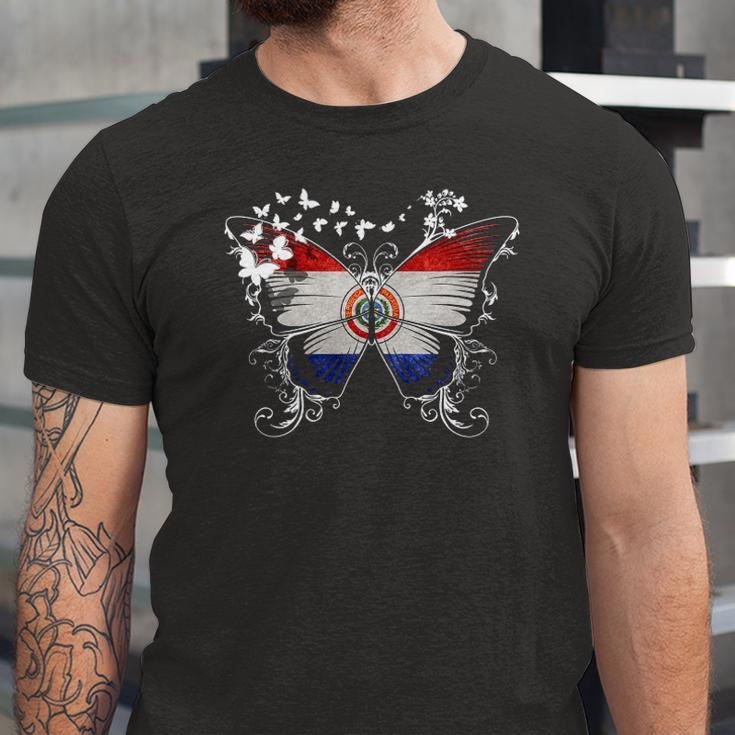 Paraguay Flag Butterfly Graphic Jersey T-Shirt