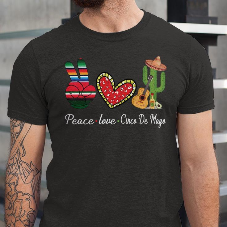 Peace Love Cinco De Mayo Funny Unisex Jersey Short Sleeve Crewneck Tshirt