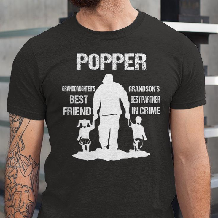 Popper Grandpa Gift Popper Best Friend Best Partner In Crime Unisex Jersey Short Sleeve Crewneck Tshirt