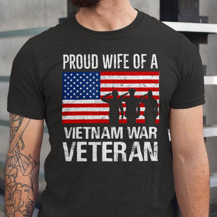 Proud Wife Vietnam War Veteran Husband Wives Matching Design Unisex Jersey Short Sleeve Crewneck Tshirt