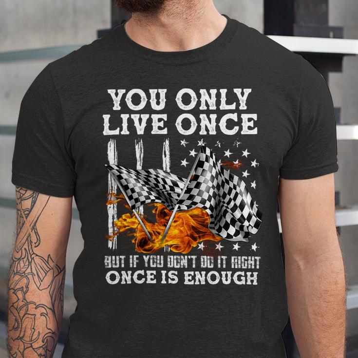 Racing You Only Live Once Unisex Jersey Short Sleeve Crewneck Tshirt