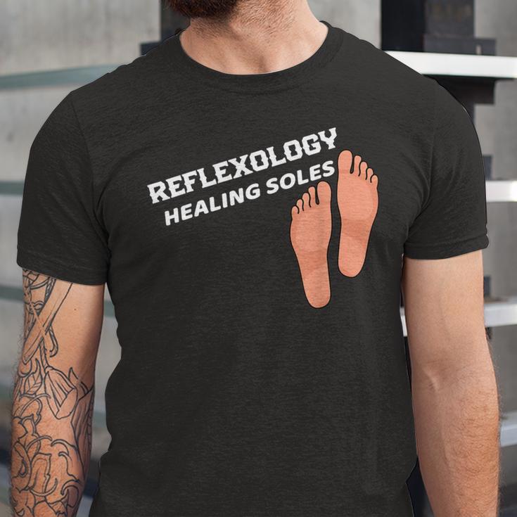 Reflexology Massage Therapist Reflexology Healing Soles Unisex Jersey Short Sleeve Crewneck Tshirt