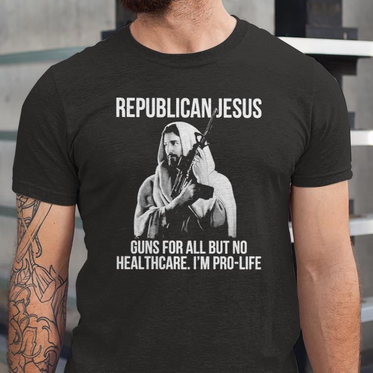 Republican Jesus Guns For All But No Healthcare I’M Pro-Life Jersey T-Shirt