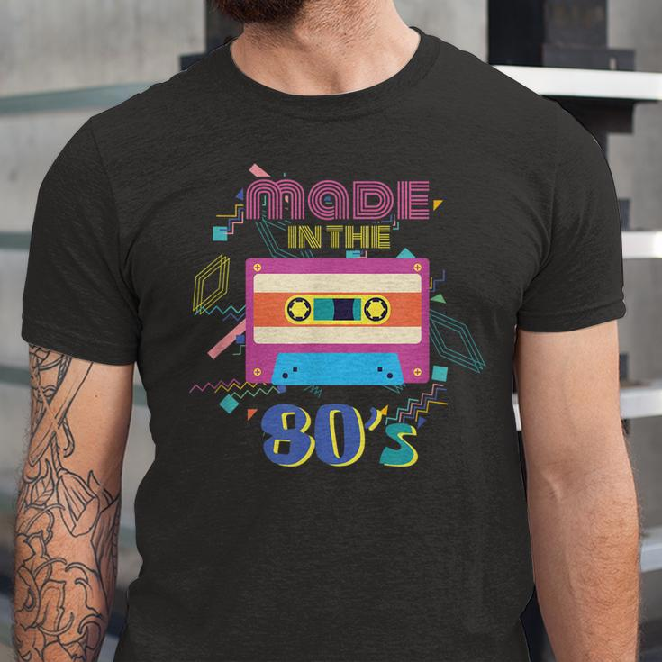 Retro Dance Party Disco Birthday Made In 80S Cassette Tape Unisex Jersey Short Sleeve Crewneck Tshirt
