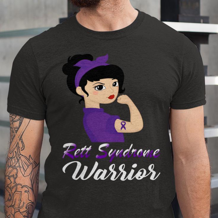 Rett Syndrome Warrior Purple Women Purple Ribbon Rett Syndrome Rett Syndrome Awareness Unisex Jersey Short Sleeve Crewneck Tshirt