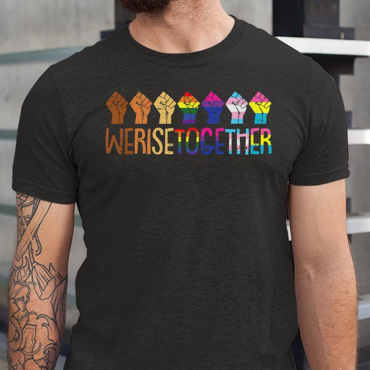 We Rise Together Lgbt Q Pride Social Justice Equality AllyJersey T-Shirt