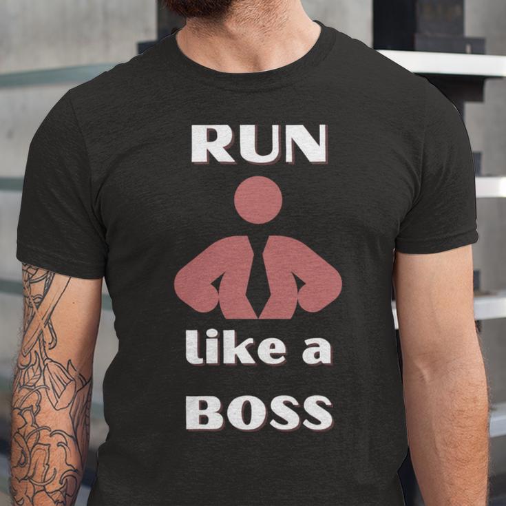 Run Like A Boss Funny Quote Unisex Jersey Short Sleeve Crewneck Tshirt