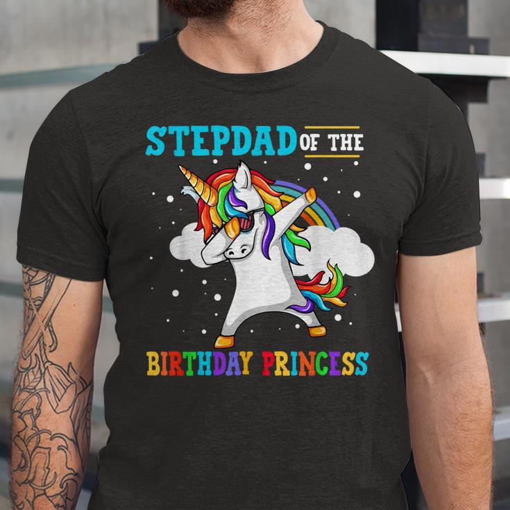 Stepdad Of The Birthday Princess Unicorn Girl Unisex Jersey Short Sleeve Crewneck Tshirt