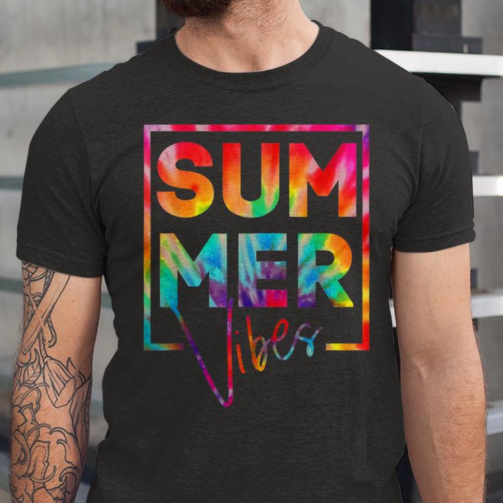 Summer Vibes Tie Dye Hello Summer Vacation Unisex Jersey Short Sleeve Crewneck Tshirt