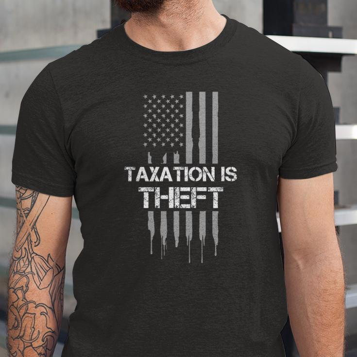 Taxation Is Theft American Flag 4Th Of July Jersey T-Shirt