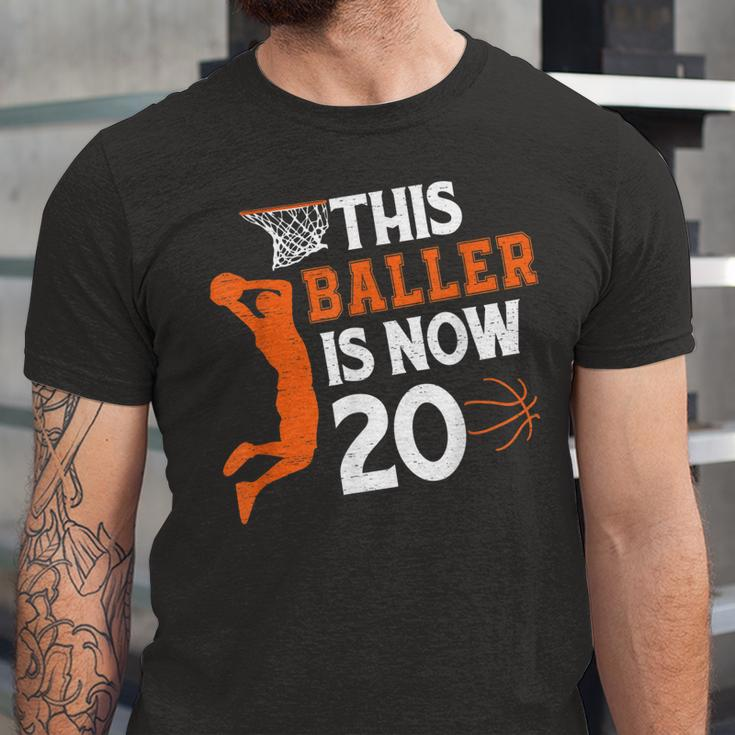 This Baller Is Now 20 Basketball 20Th Birthday Sport Unisex Jersey Short Sleeve Crewneck Tshirt