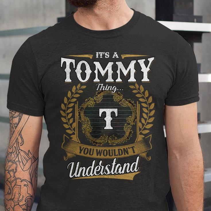 Tommy Blood Runs Through My Veins Name V2 Unisex Jersey Short Sleeve Crewneck Tshirt