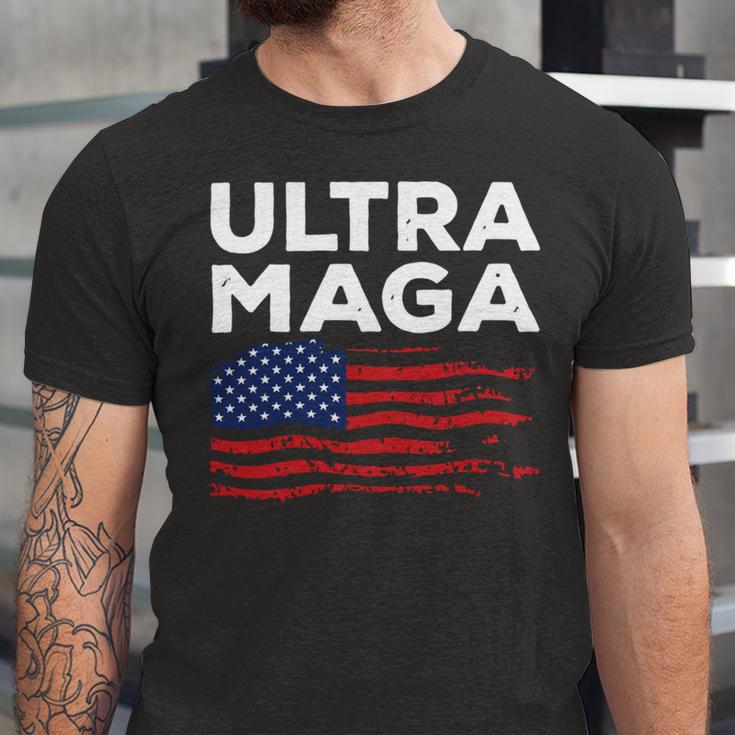 Ultra Maga Proud American Distressed Flag Patriotic Unisex Jersey Short Sleeve Crewneck Tshirt