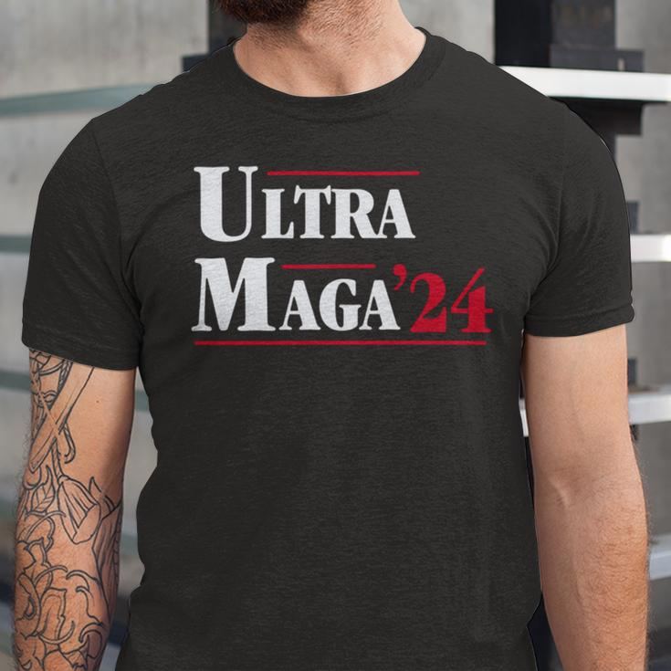 Ultra Maga Retro Style Red And White Text Unisex Jersey Short Sleeve Crewneck Tshirt