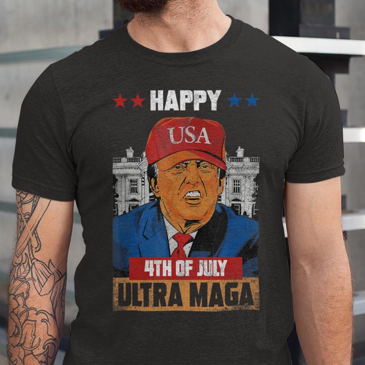 Ultra Maga Trump Happy 4Th Of July American Flag Unisex Jersey Short Sleeve Crewneck Tshirt