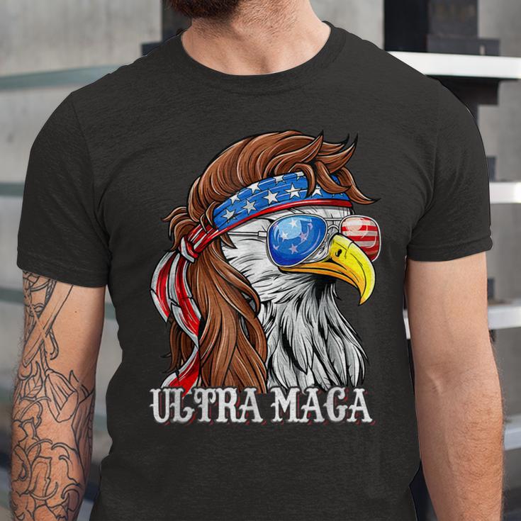 Ultra Maga Trump Sunglasses Eagle Head Usa Flag Bandana Unisex Jersey Short Sleeve Crewneck Tshirt