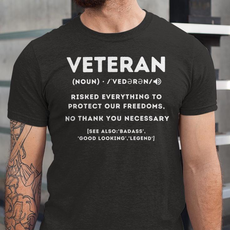 Veteran Definition Funny Proud Veteran Military Meaning T-Shirt Unisex Jersey Short Sleeve Crewneck Tshirt