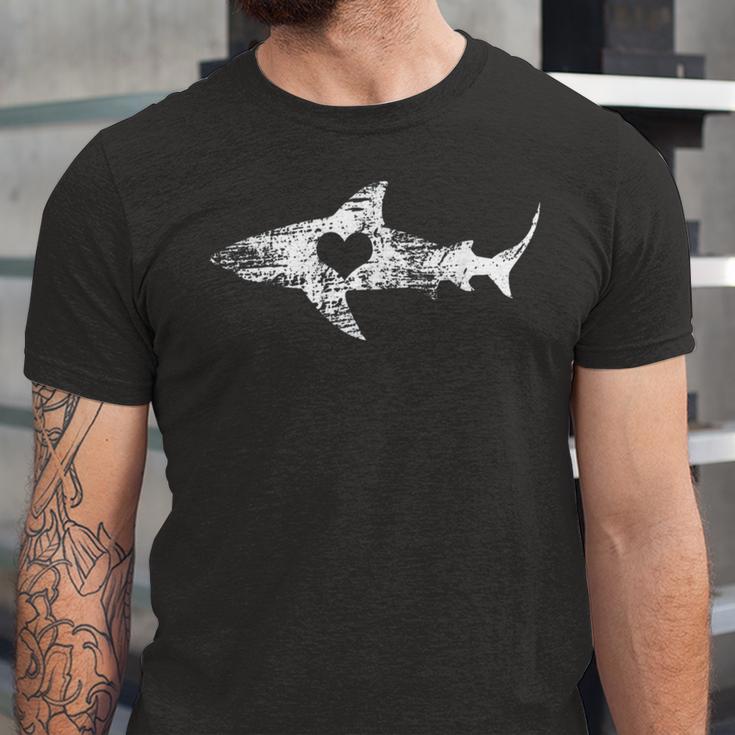 Vintage Shark Silhouette Hammerhead Shark Tiger Shark Heart 158 Trending Shirt Unisex Jersey Short Sleeve Crewneck Tshirt