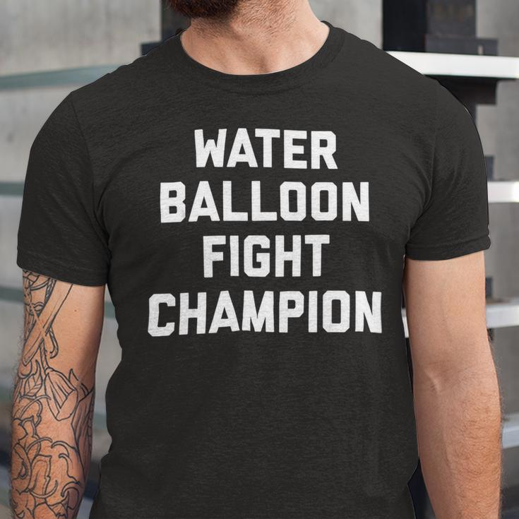Water Balloon Fight Champion Summer Camp Games Picnic FamilyShirt Unisex Jersey Short Sleeve Crewneck Tshirt