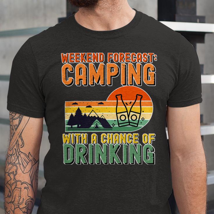 Weekend Forecast Camping With A Chance 19 Shirt Unisex Jersey Short Sleeve Crewneck Tshirt