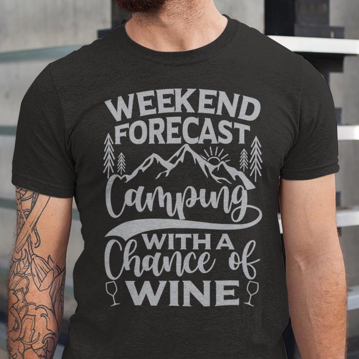 Weekend Forecast Mountain Camper 11 Shirt Unisex Jersey Short Sleeve Crewneck Tshirt