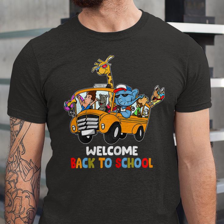 Welcome Back To School Zoo Animal Bus 477 Shirt Unisex Jersey Short Sleeve Crewneck Tshirt