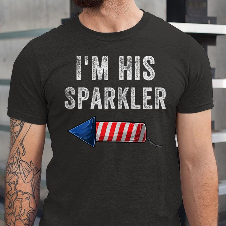Womens Im His Sparkler His And Her 4Th Of July Matching Couples Unisex Jersey Short Sleeve Crewneck Tshirt