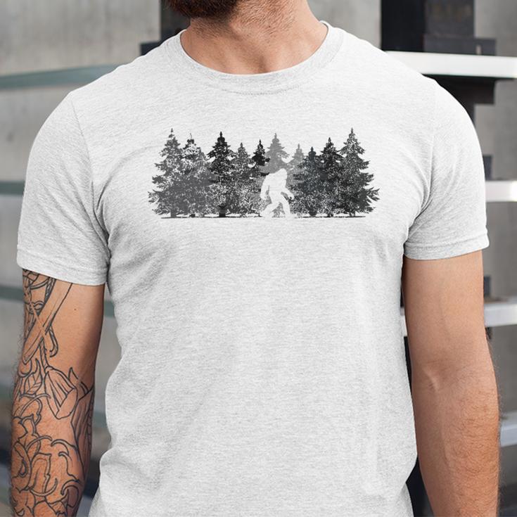 Bigfoot In The Forest Unisex Jersey Short Sleeve Crewneck Tshirt