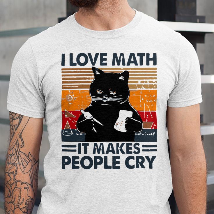 Black Cat I Love Math It Makes People Cry Unisex Jersey Short Sleeve Crewneck Tshirt