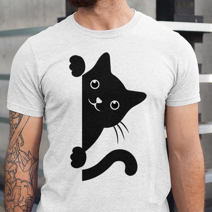 Black Cat Peeking Unisex Jersey Short Sleeve Crewneck Tshirt