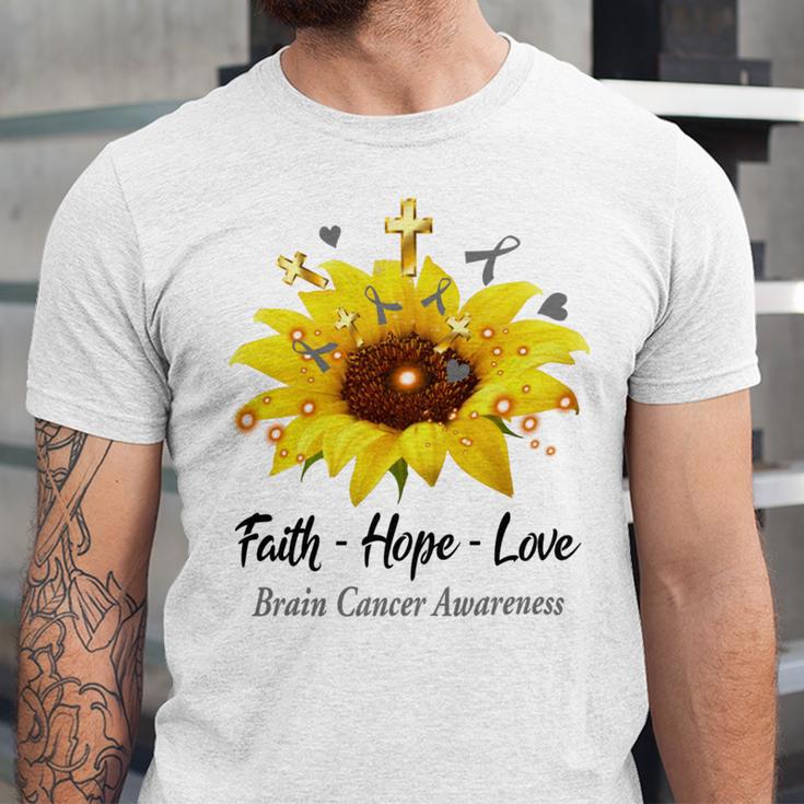 Brain Cancer Awareness Faith Hope Love Unisex Jersey Short Sleeve Crewneck Tshirt