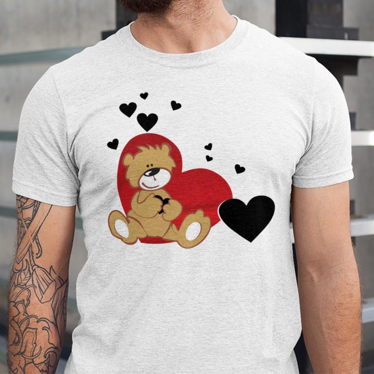 Cartoon Animal Happy Loving Teddy Bear Unisex Jersey Short Sleeve Crewneck Tshirt