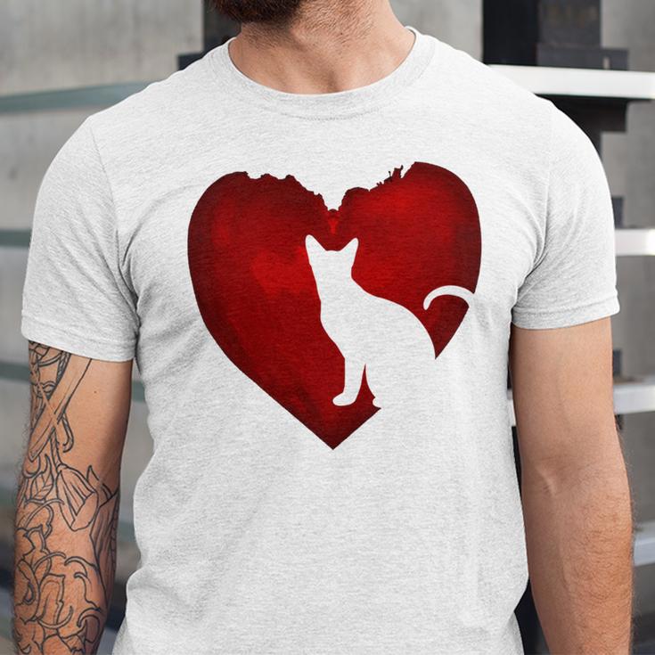 Cat Heart Shirt Cat Lovers Valentine Day Gifts For Couple Unisex Jersey Short Sleeve Crewneck Tshirt