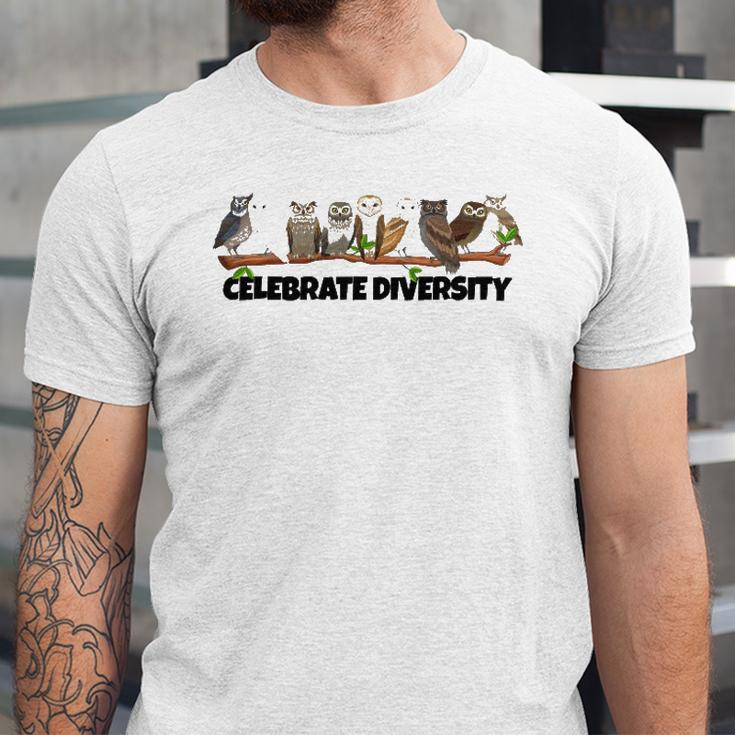 Celebrate Diversity Clothing Type Of Owls Apparel Owl Lovers Jersey T-Shirt