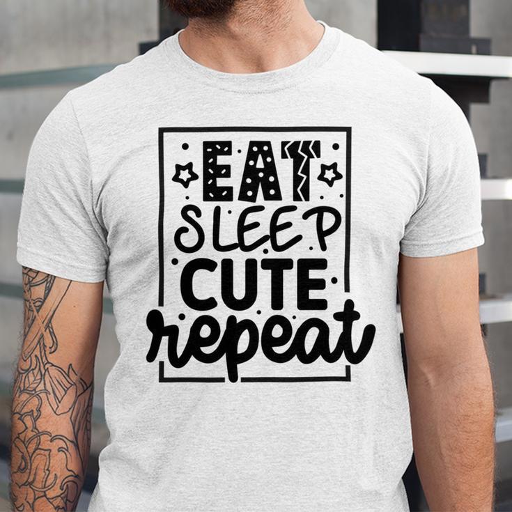 Eat Sleep Cute Repeat Graphic Design For Babys Unisex Jersey Short Sleeve Crewneck Tshirt