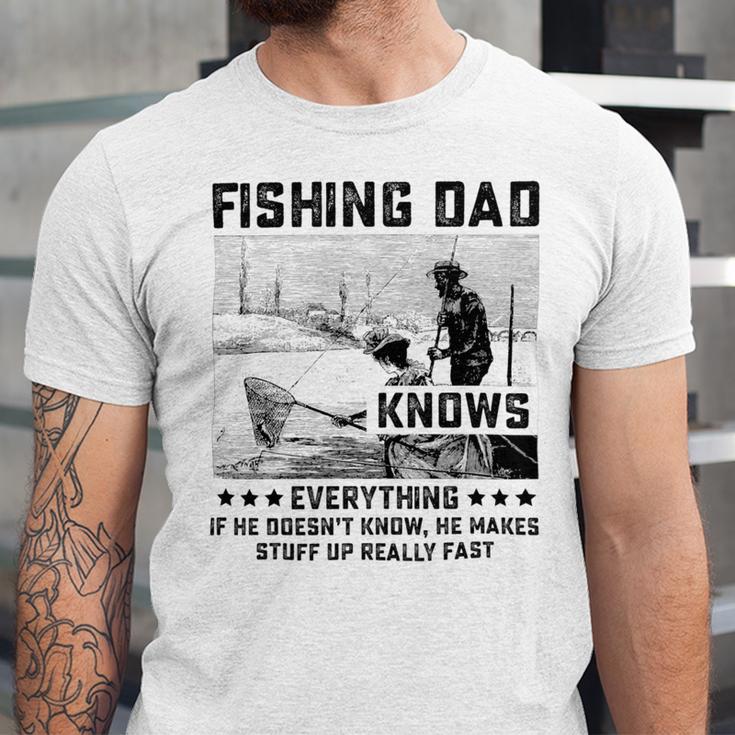 Fishing Dad Knows Everything Old Man Unisex Jersey Short Sleeve Crewneck Tshirt