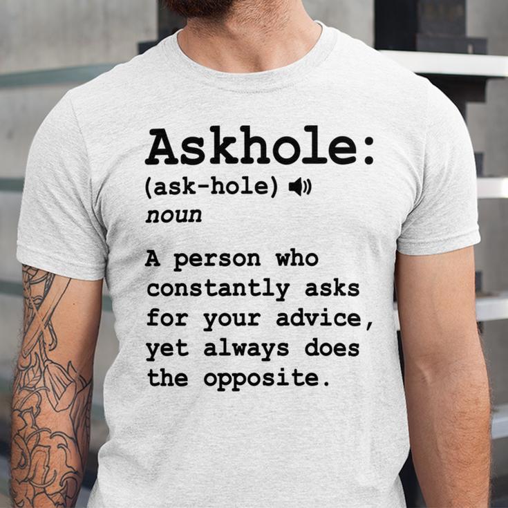 Funny Askhole Definition Dictionary Word Gag Sarcastic V3 Unisex Jersey Short Sleeve Crewneck Tshirt