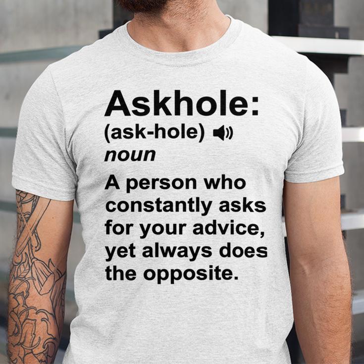 Funny Askhole Definition Dictionary Word Gag Sarcastic V4 Unisex Jersey Short Sleeve Crewneck Tshirt