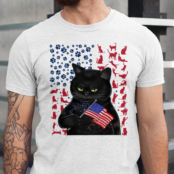 Funny Black Cat Independence Flag 633 Shirt Unisex Jersey Short Sleeve Crewneck Tshirt