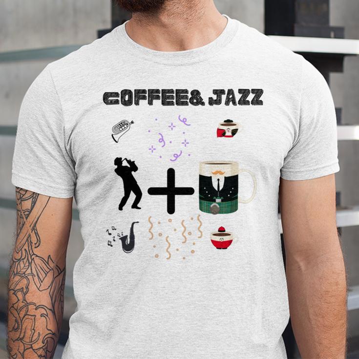 Funny Coolgiftcute Coffee Jazz Jazzmusiccoffeejazz Loverjazz Musicnashvillevintageguitar Unisex Jersey Short Sleeve Crewneck Tshirt