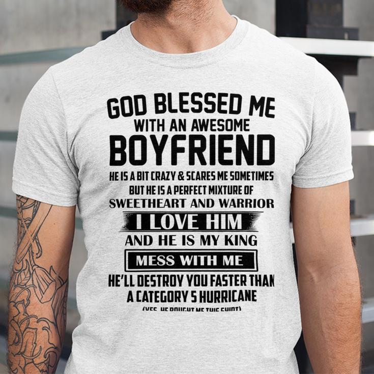 God Blessed Me With An Awesome Boyfriend Unisex Jersey Short Sleeve Crewneck Tshirt