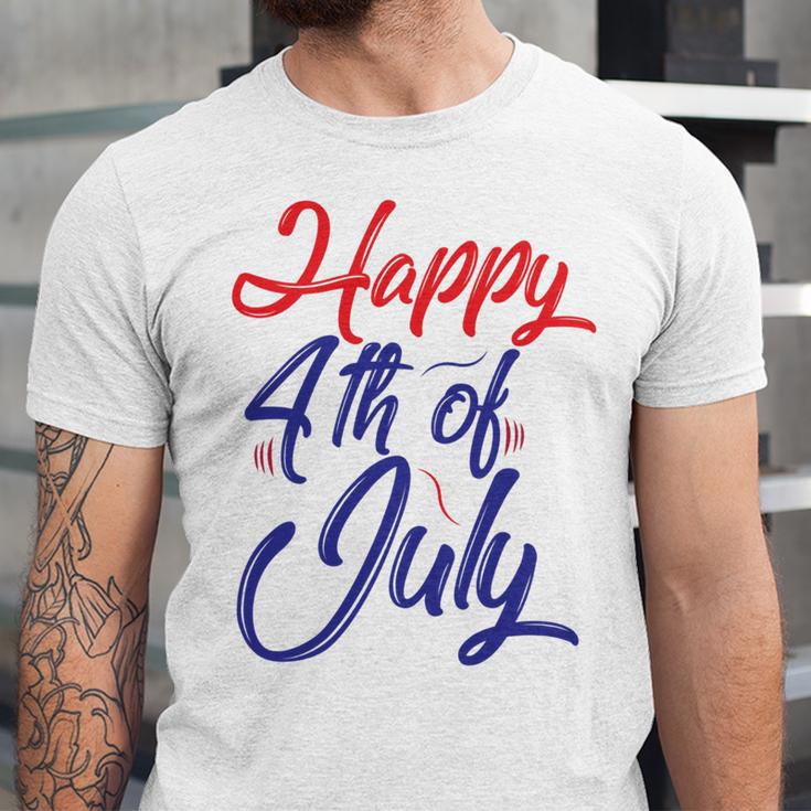 Happy 4Th Of July Dark Red Blue Text Unisex Jersey Short Sleeve Crewneck Tshirt