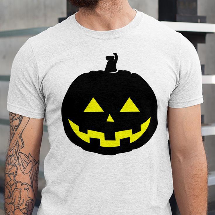 Happy Halloween Scary Black Pumpkin Pattern Unisex Jersey Short Sleeve Crewneck Tshirt