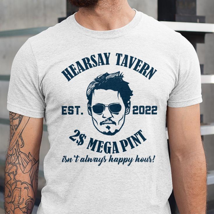 Hearsay Tavern Est 2022 Mega Pint Isnt Always Happy Hour Unisex Jersey Short Sleeve Crewneck Tshirt