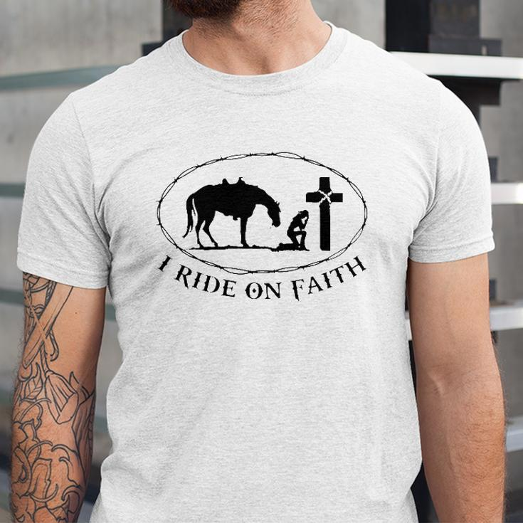 Horse Christian I Ride On Faith Jersey T-Shirt