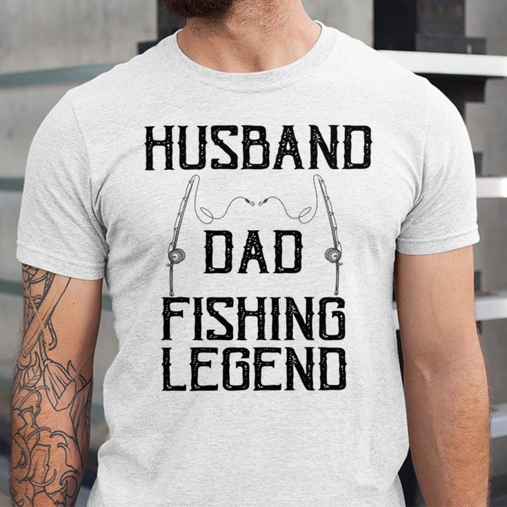 Husband Dad Fishing Legend Funny Fathers Day Father Fishermen Fishing Lovers Fishing V2 Unisex Jersey Short Sleeve Crewneck Tshirt