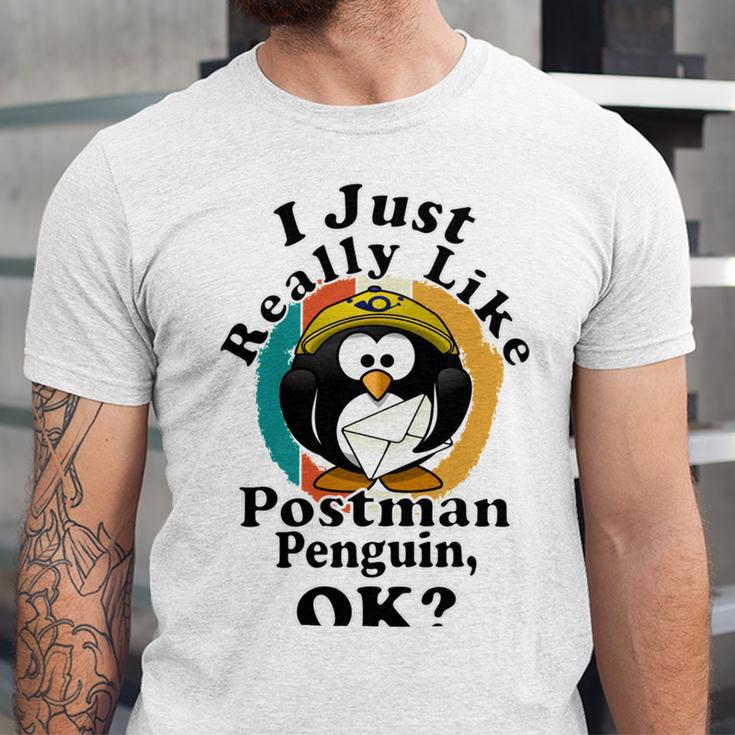 I Really Like Postman Penguin Ok Unisex Jersey Short Sleeve Crewneck Tshirt